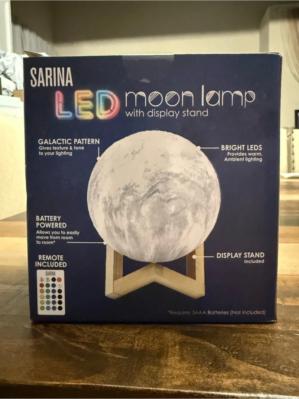 Sarina LED Moon Lamp, 16-Color Changing Multicolor, Remote, Stand, Battery
